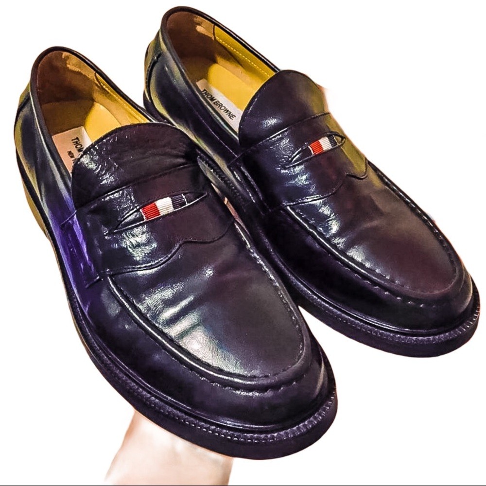 Thom Browne pebbled leather penny loafer